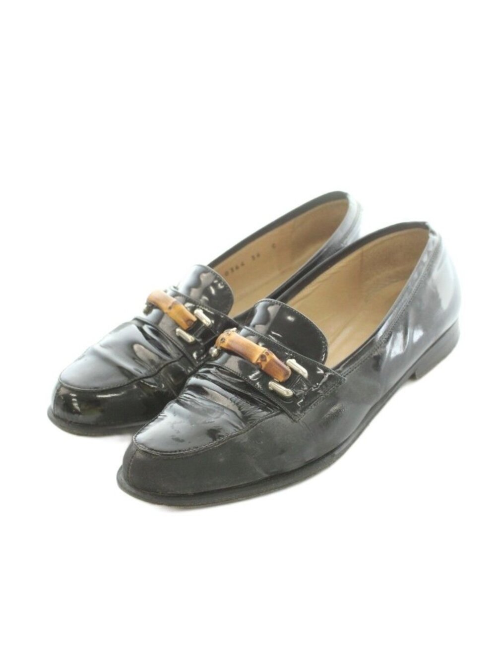Gucci Loafers Leather Bamboo Motif Black